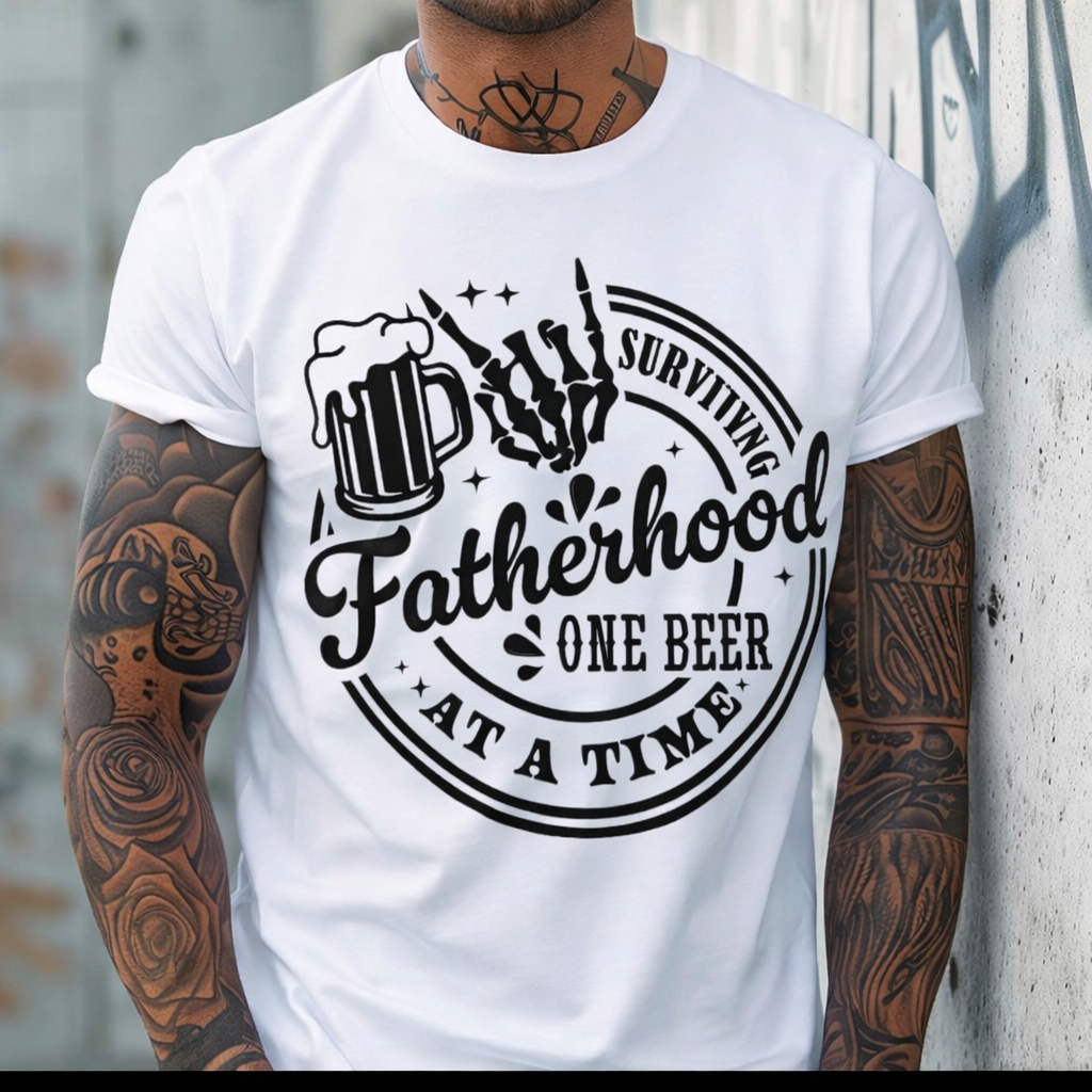 Surviving Fatherhood One Beer at a Time -  Single Color Screen Print - H6