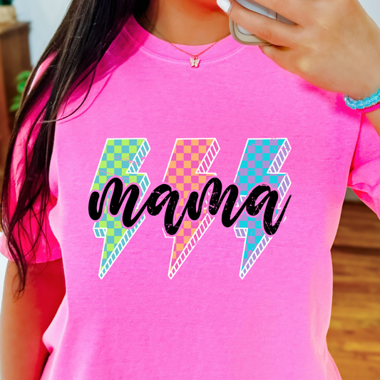 Mama Lightening Bolts Full Color DTF T-Shirt Transfer - 258