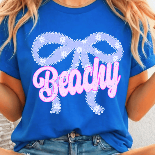 Beachy Lace Bow - Full Color DTF T-Shirt Transfer - 158