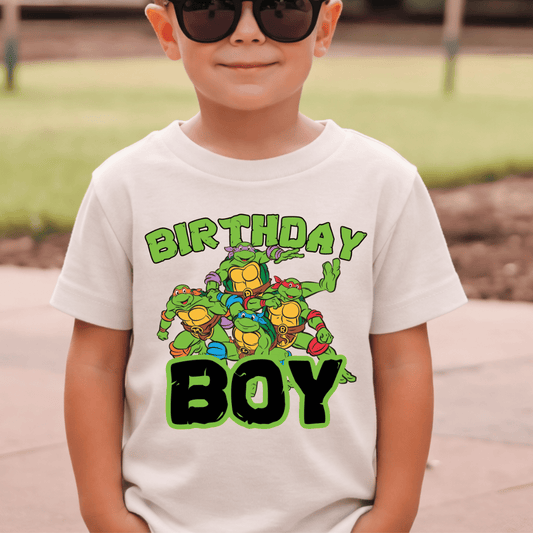 Birthday Boy Turtles - Kids Sized - Full Color DTF T-Shirt Transfer - K6
