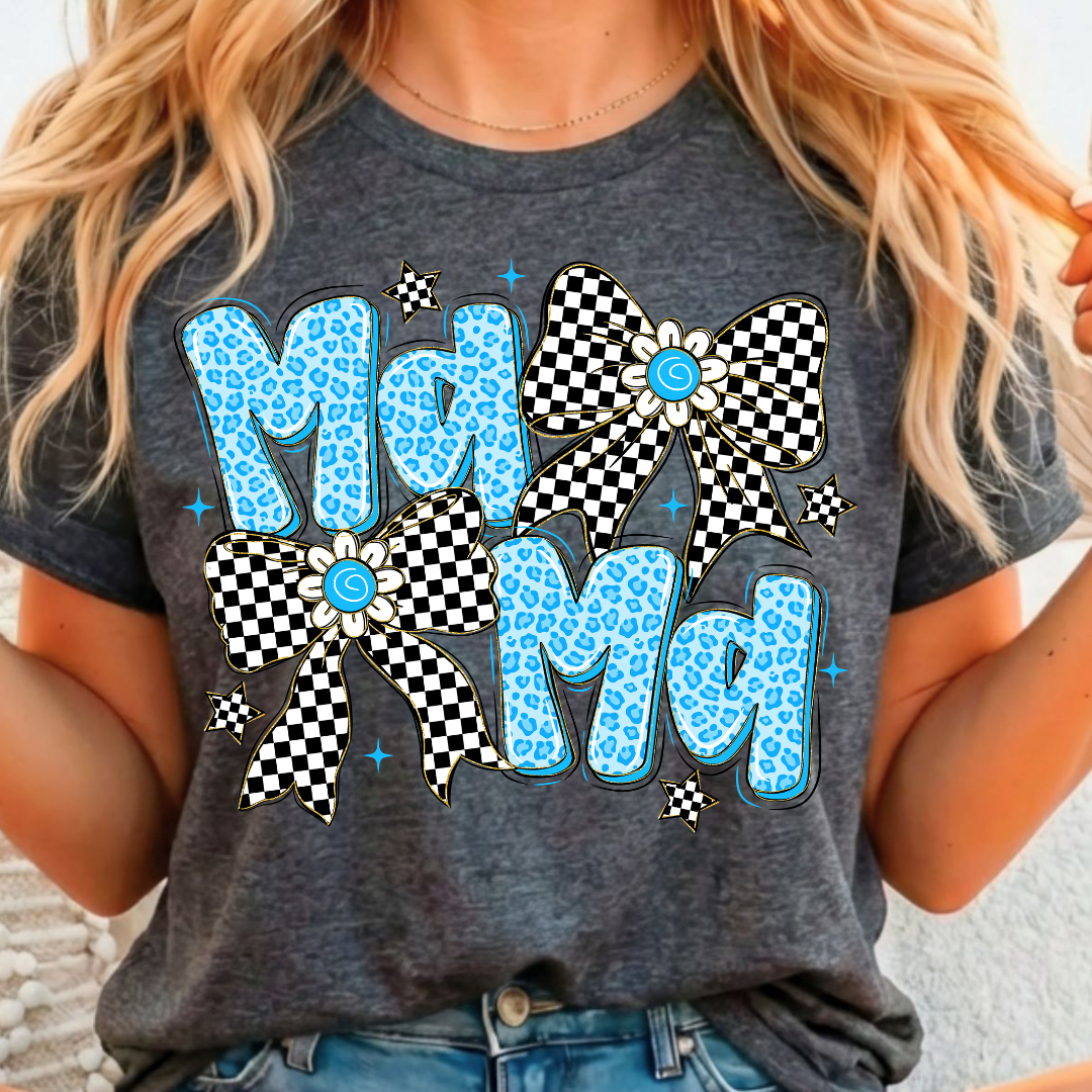 Blue Leopard Mama - Full Color DTF T-Shirt Transfer - Adult Size - 219