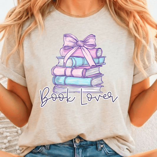 Book Lover Pink & Blue - Full Color DTF T-Shirt Transfer - 565