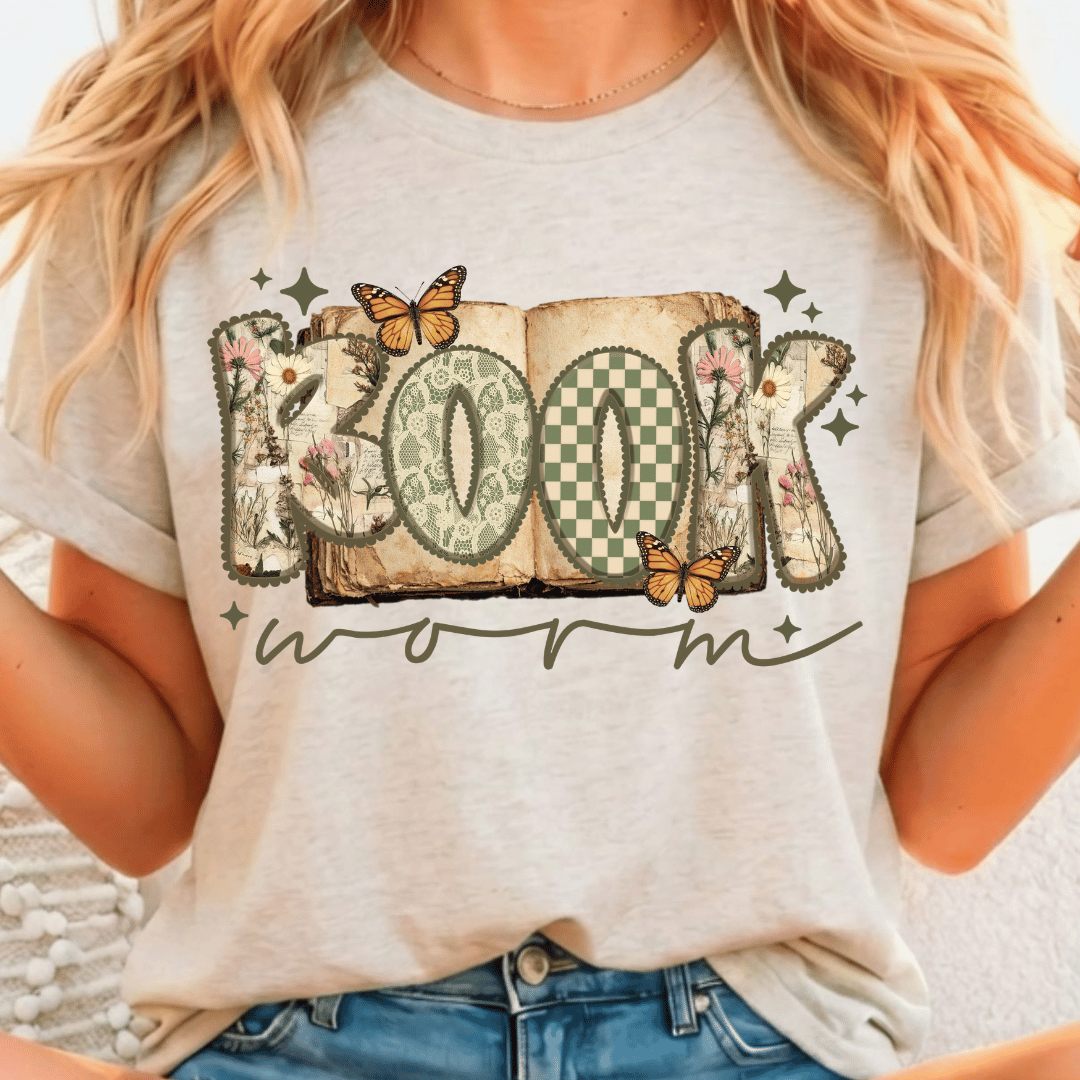 Book Worm - Full Color DTF T-Shirt Transfer - 722