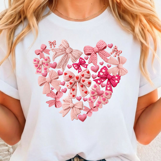 Bow Hearts - Full Color DTF T-Shirt Transfer - 357