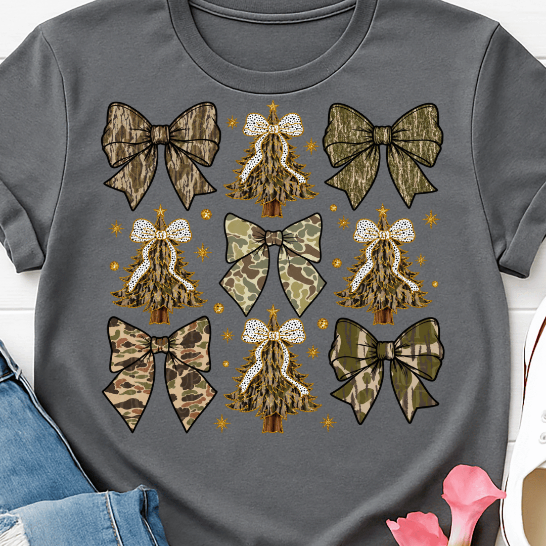 Camo Bows & Trees - Full Color DTF T-Shirt Transfer - 767
