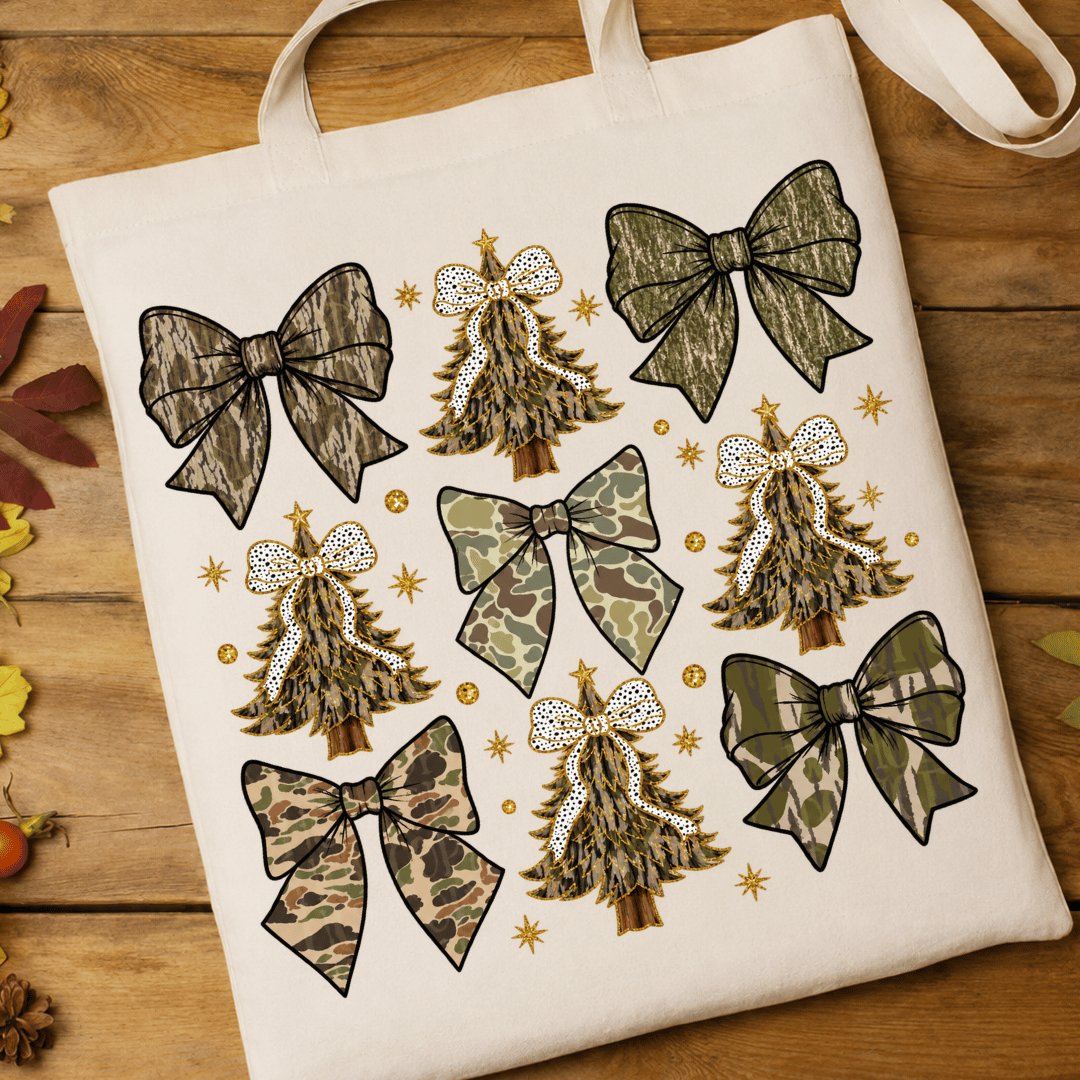 Camo Bows & Trees - Full Color DTF T-Shirt Transfer - 767