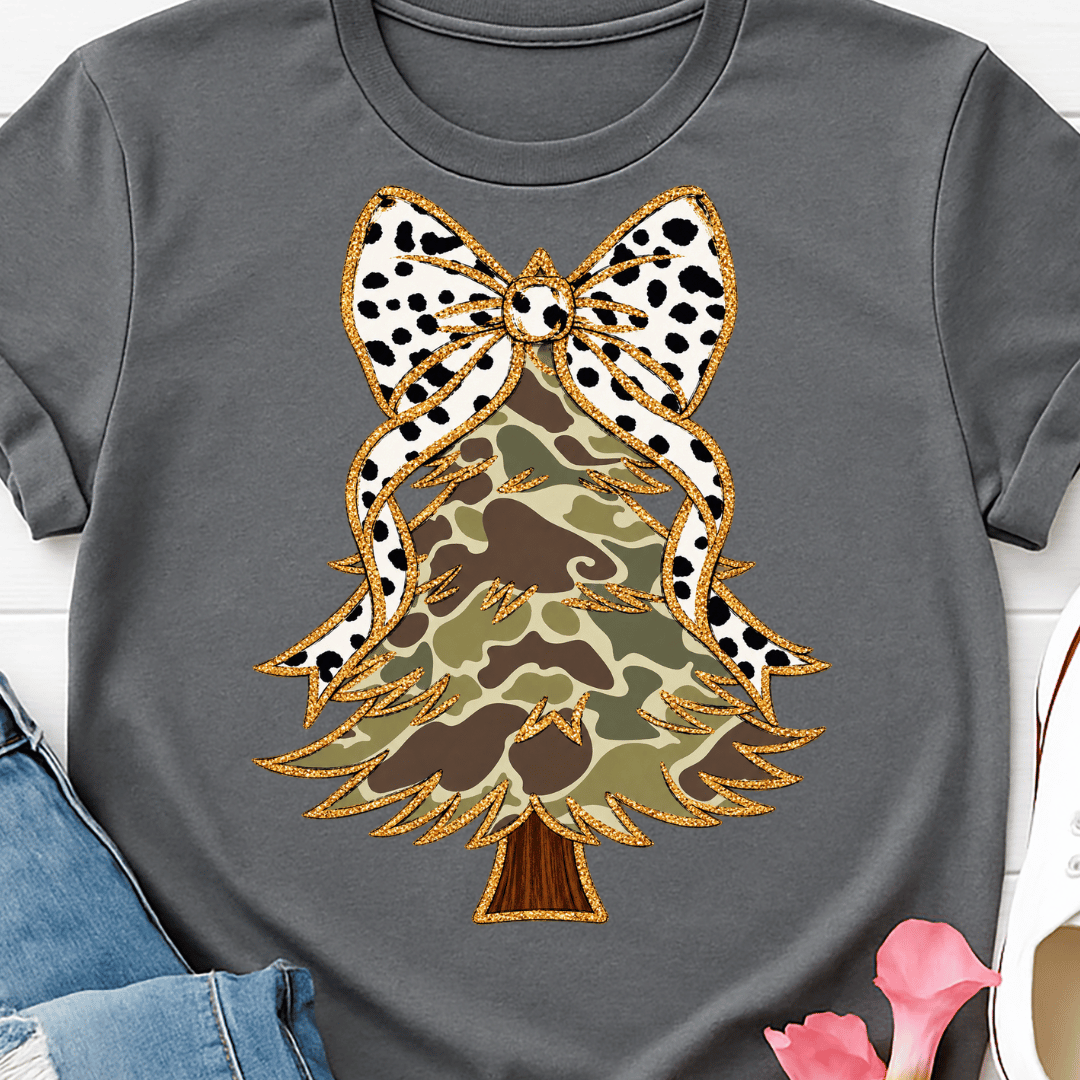 Camo Tree w/ Bow - Full Color DTF T-Shirt Transfer - 768