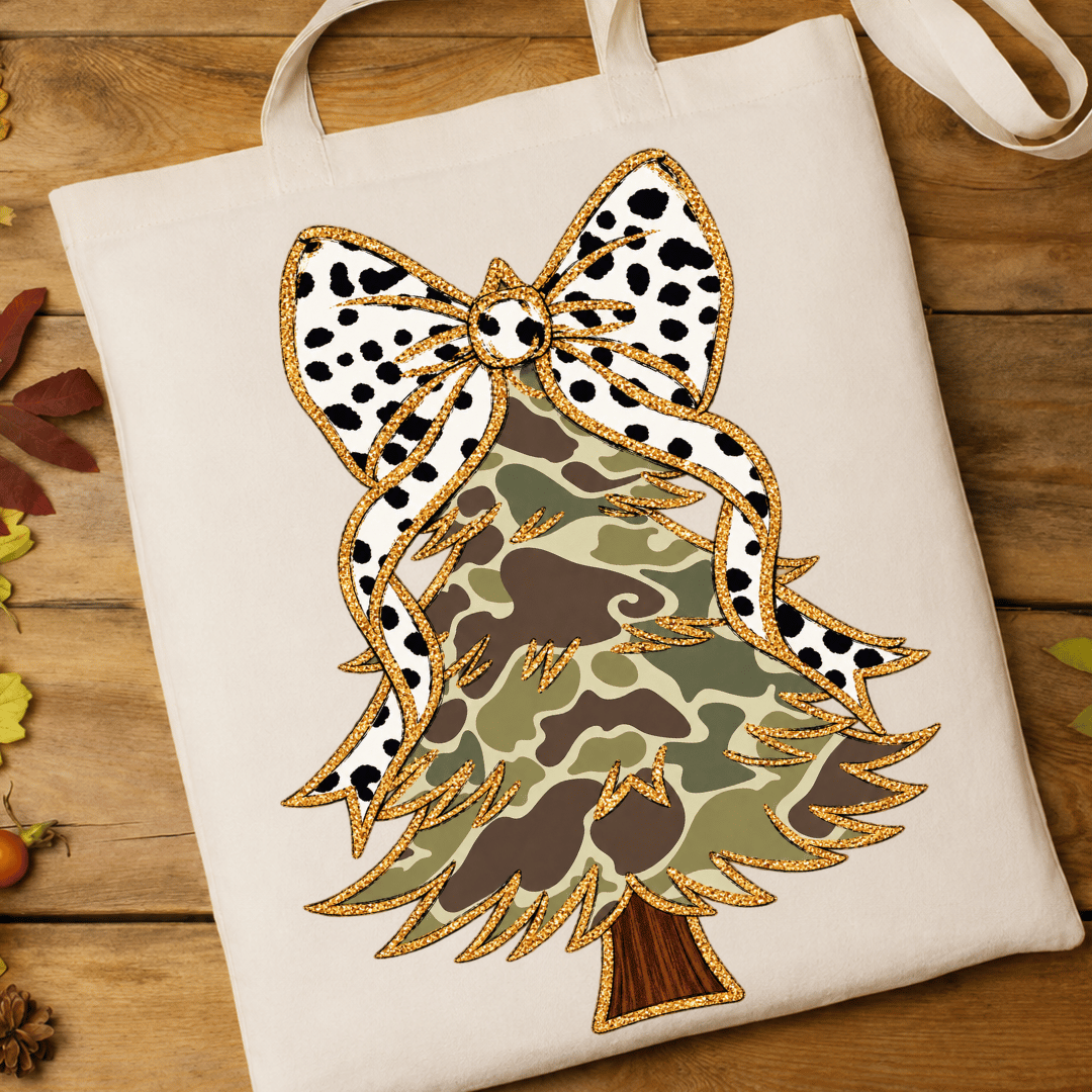 Camo Tree w/ Bow - Full Color DTF T-Shirt Transfer - 768