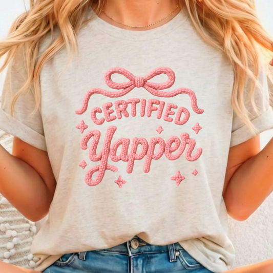 Certified Yapper Knit Full Color DTF T-Shirt Transfer - 266