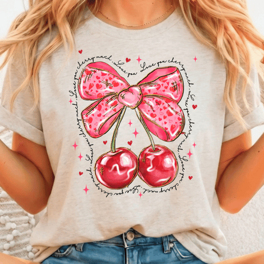 Cherries w/ Bow - Full Color DTF T-Shirt Transfer - 372