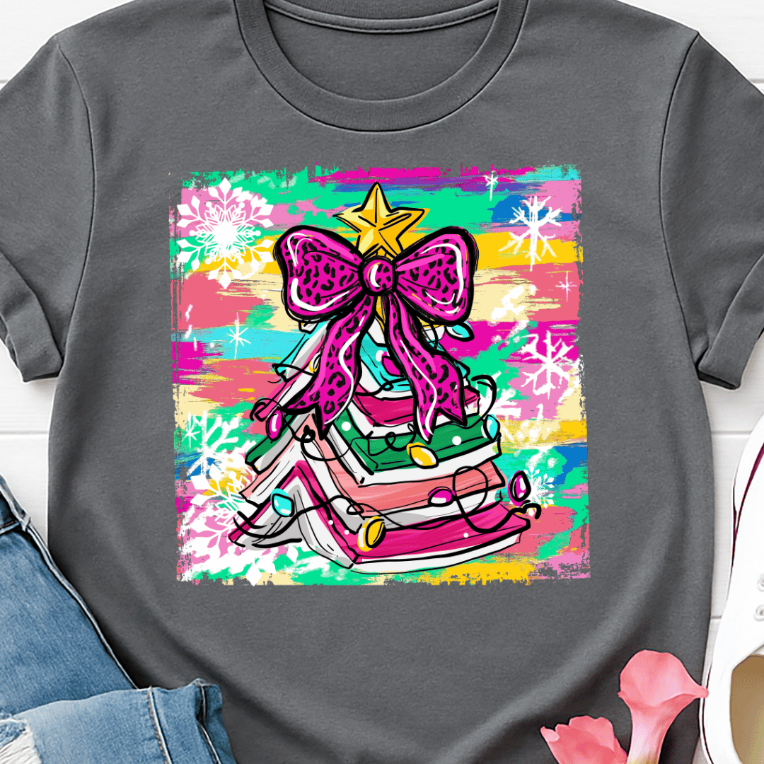 Christmas Tree Of Books - Full Color DTF T-Shirt Transfer - 656