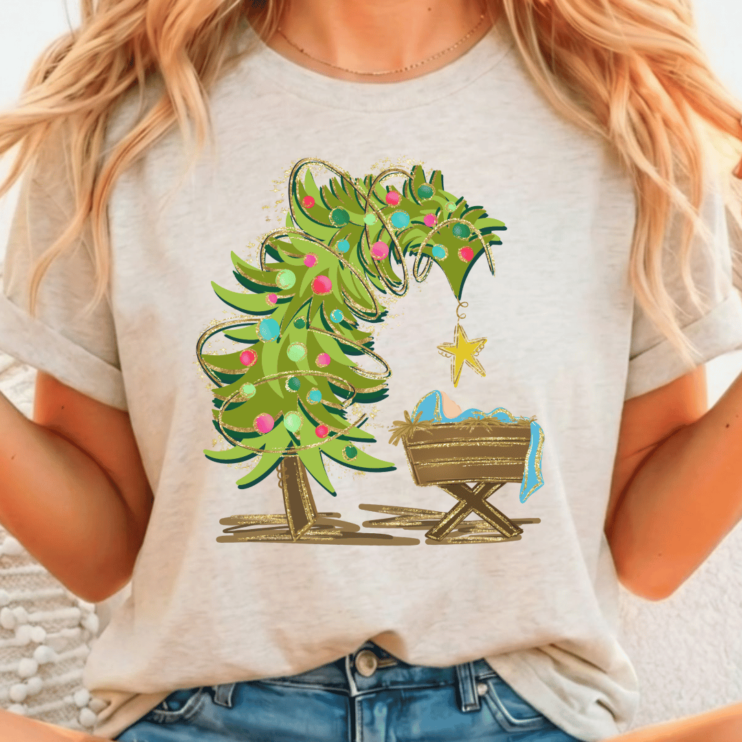 Crooked Tree Baby Jesus - Full Color DTF T-Shirt Transfer - Adult Size - 162