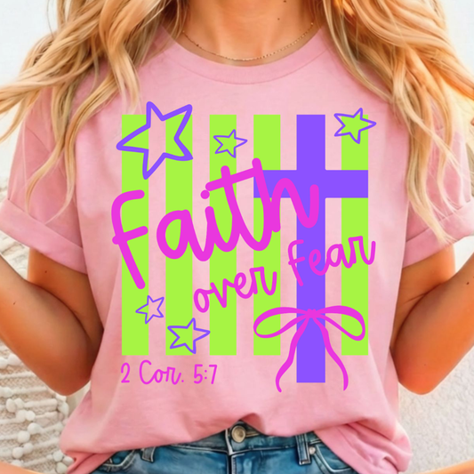 Faith Over Fear Purple & Green - Full Color DTF T-Shirt Transfer - 204