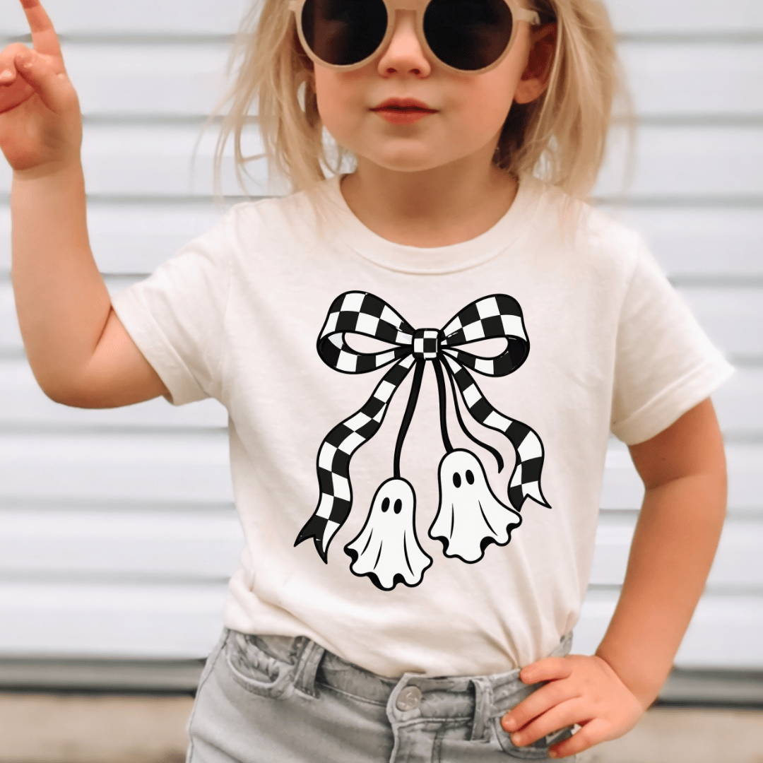 Ghost Bow - Kids Sized - Full Color DTF T-Shirt Transfer - K22