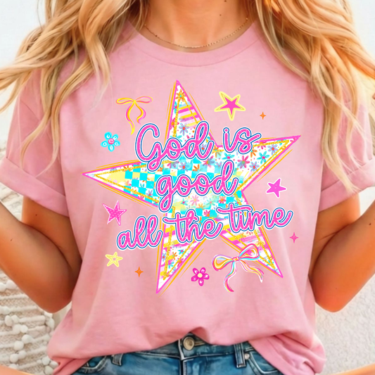 God Is Good All The Time Star - Full Color DTF T-Shirt Transfer - 163