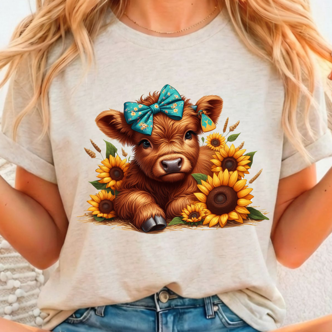 Cow Sunflower - Full Color DTF T-Shirt Transfer - 398