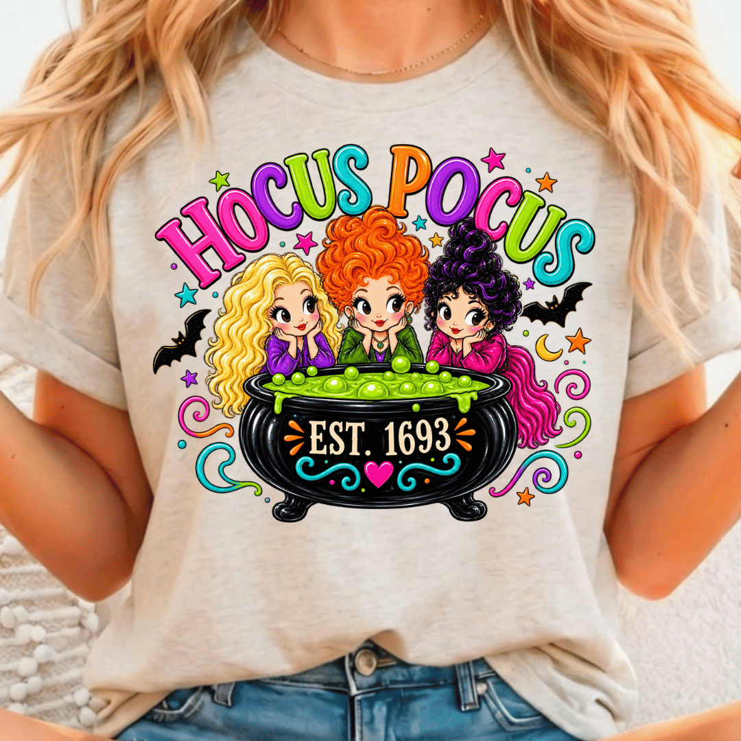 Hocus Pocus w/ Caldron - Full Color DTF T-Shirt Transfer - 629