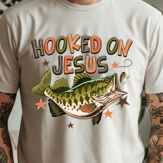 Hooked On Jesus - Full Color DTF T-Shirt Transfer - 578