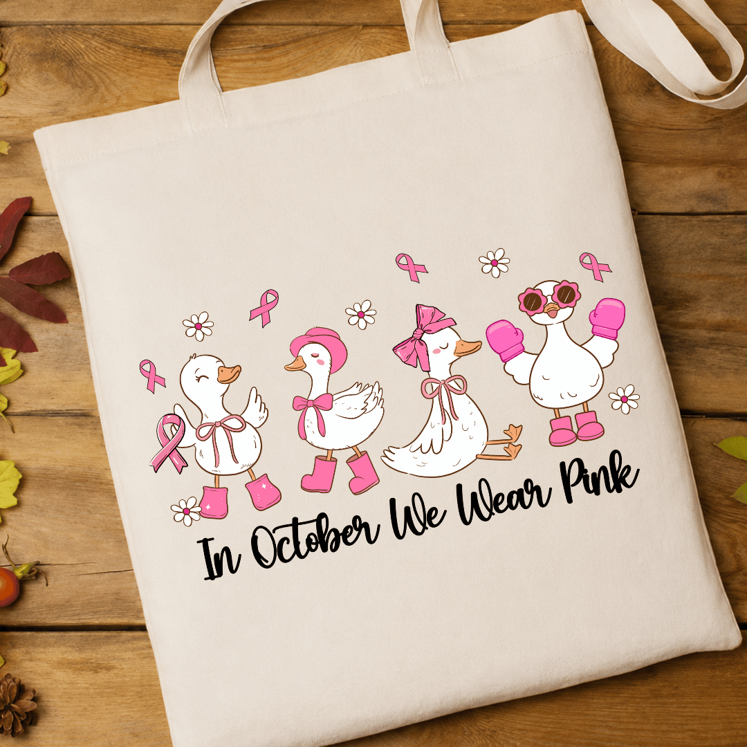 In October We Wear Pink Geese - Full Color DTF T-Shirt Transfer - 743