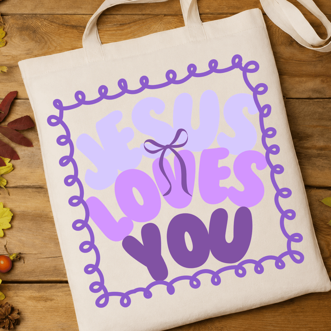 Jesus Loves You Purple - Full Color DTF T-Shirt Transfer - 529