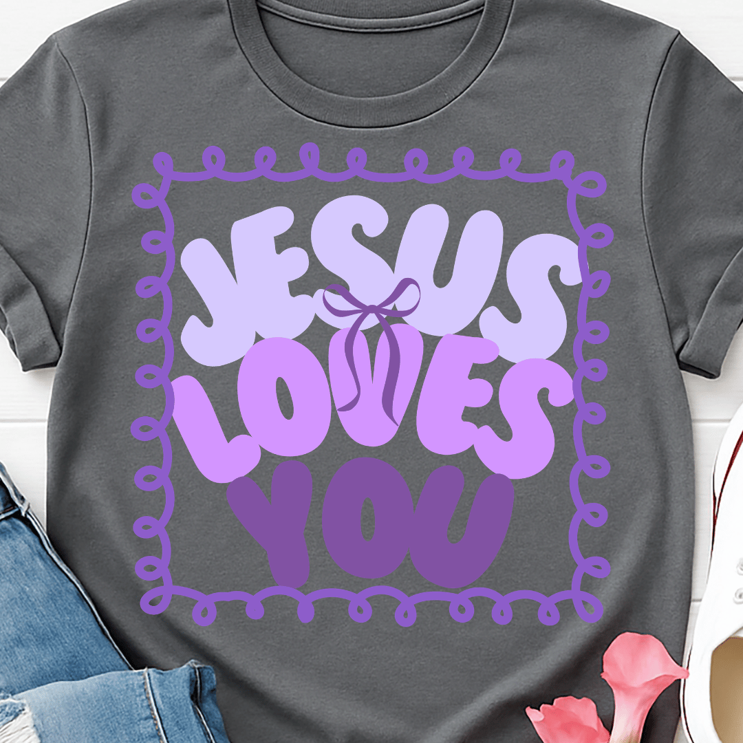 Jesus Loves You Purple - Full Color DTF T-Shirt Transfer - 529