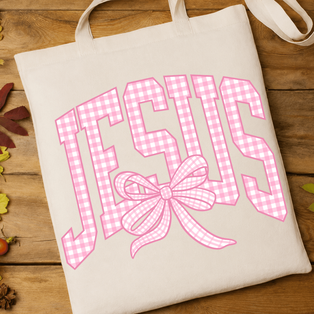 Jesus Pink Checkered - Full Color DTF T-Shirt Transfer - 769