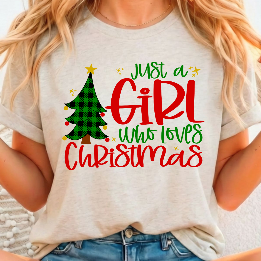 Just A Girl Who Loves Christmas - Full Color DTF T-Shirt Transfer - 253