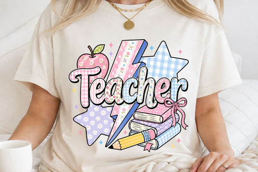 Teacher Pink/Blue/Purple - Full Color DTF T-Shirt Transfer - 700