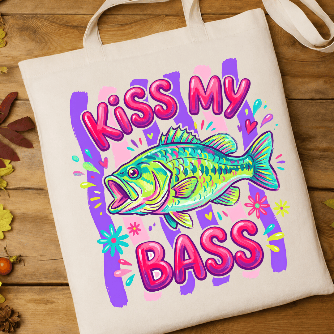 Kiss My Bass Pink/Purple - Full Color DTF T-Shirt Transfer - 494