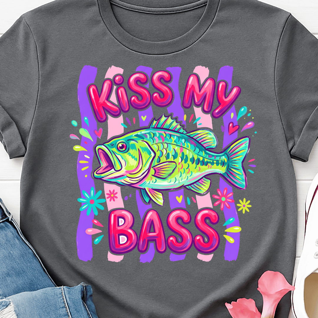 Kiss My Bass Pink/Purple - Full Color DTF T-Shirt Transfer - 494