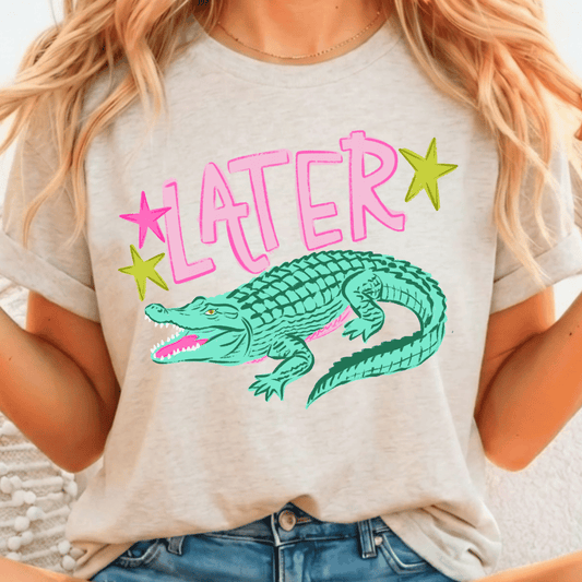 Later Gator : After Awhile Crocodile Pair - TWO TRANSFERS - Full Color DTF T-Shirt Transfer - 47