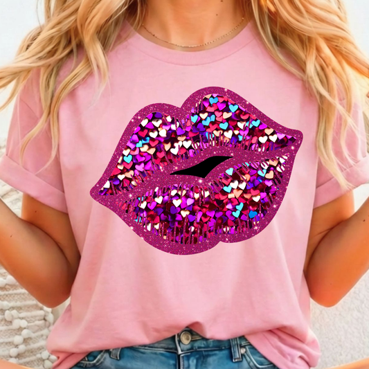Lips Glittered Full Color DTF T-Shirt Transfer - 136