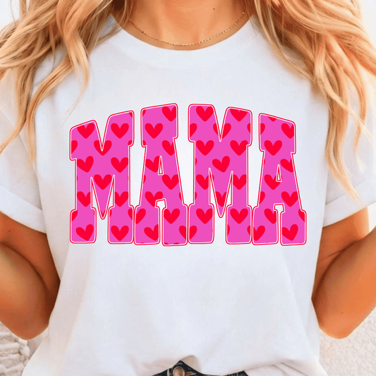 Mama Red Hearts - Full Color DTF T-Shirt Transfer - 377