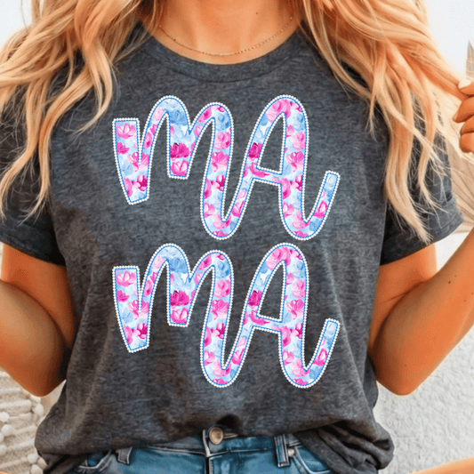Mama Pink & Blue - Full Color DTF T-Shirt Transfer - 309