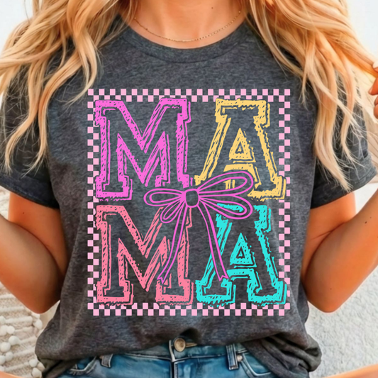 Mama Checkered Pink Square - Full Color DTF T-Shirt Transfer - 174