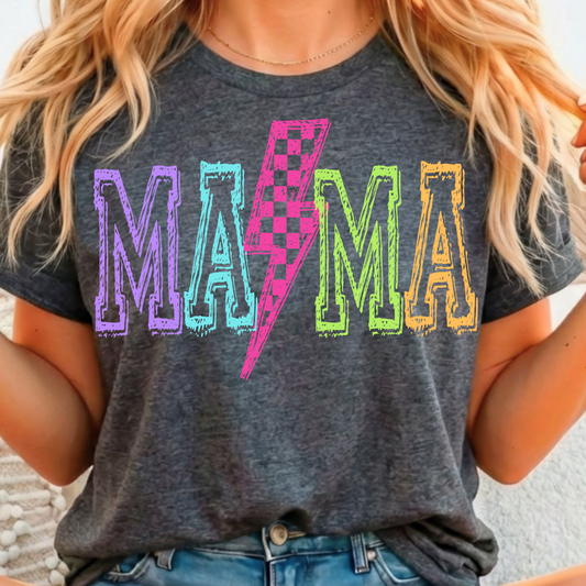 Mama Neon Bolt Full Color DTF T-Shirt Transfer - 159