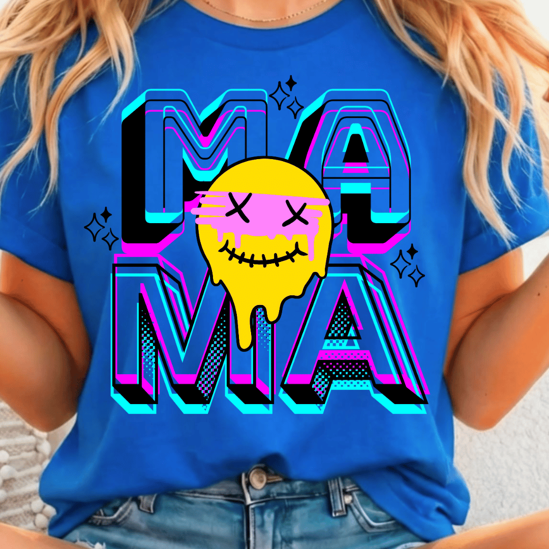 Mama w/ Yellow Smiley Face - Full Color DTF T-Shirt Transfer - 249
