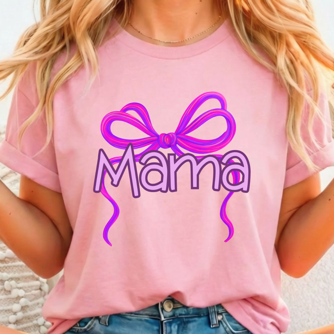 Mama Purple w Bow - Full Color DTF T-Shirt Transfer - 407