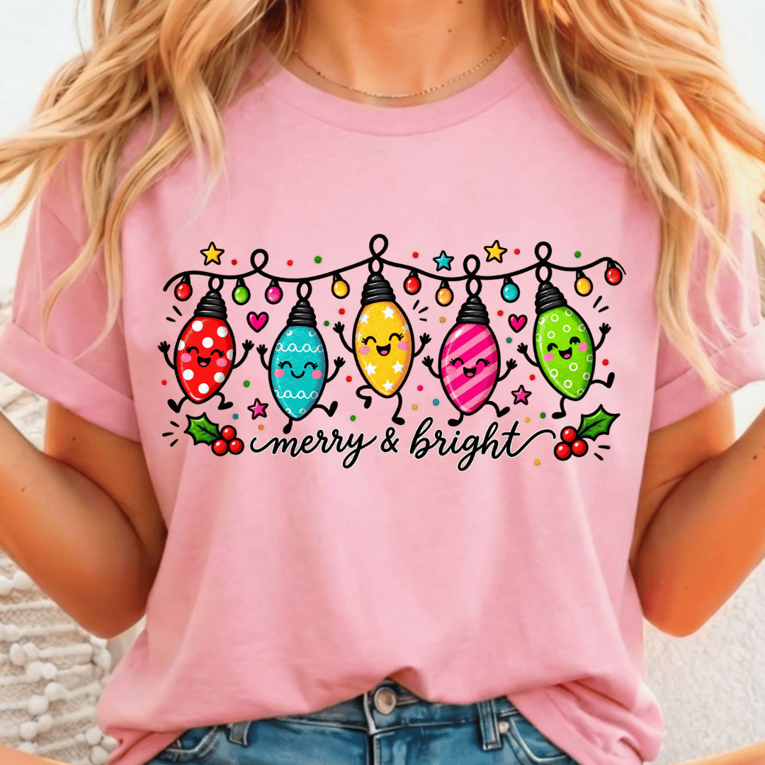 Merry & Bright Lights - Full Color DTF T-Shirt Transfer - 631