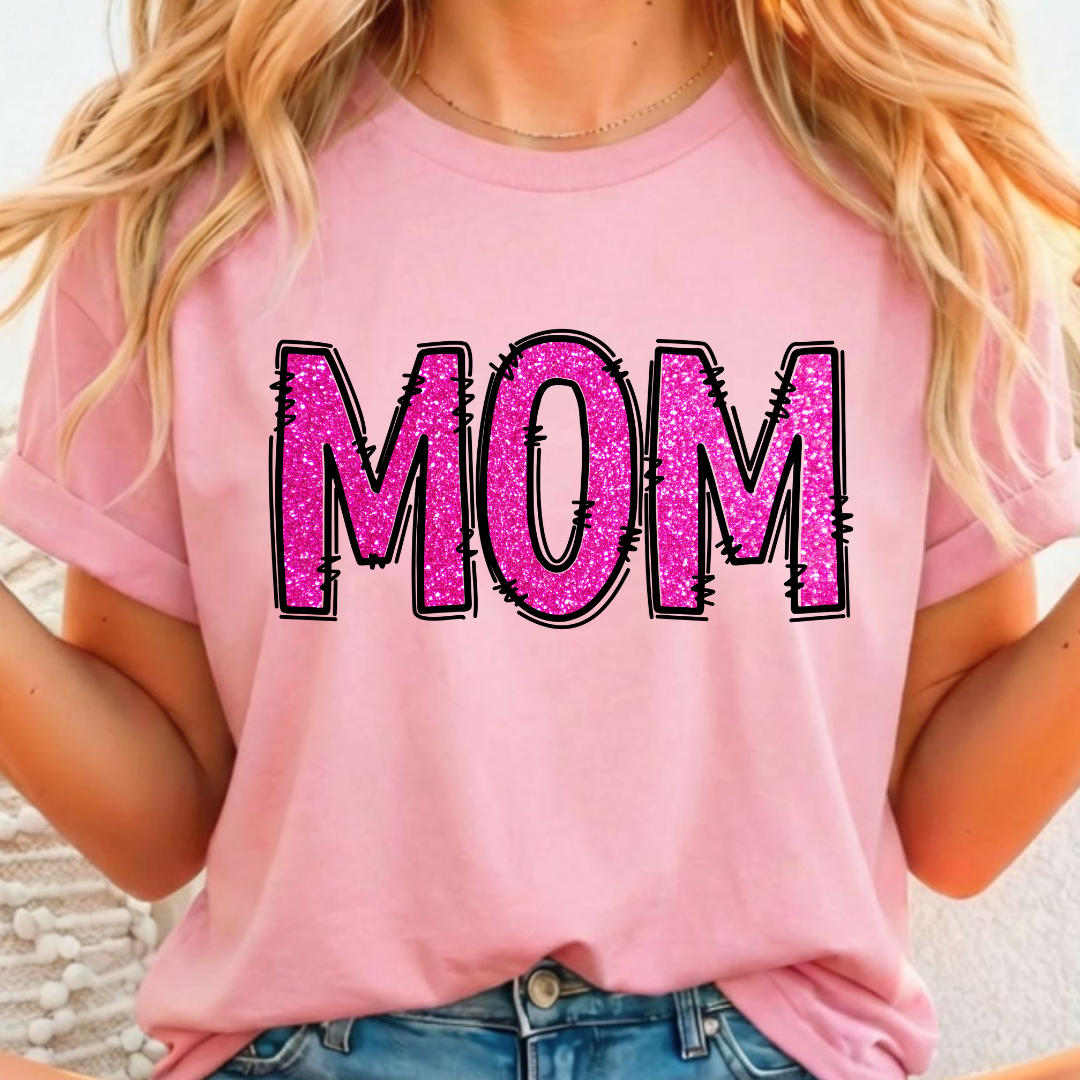 Mom Pink Glitter - Full Color DTF T-Shirt Transfer - Adult Size - 186