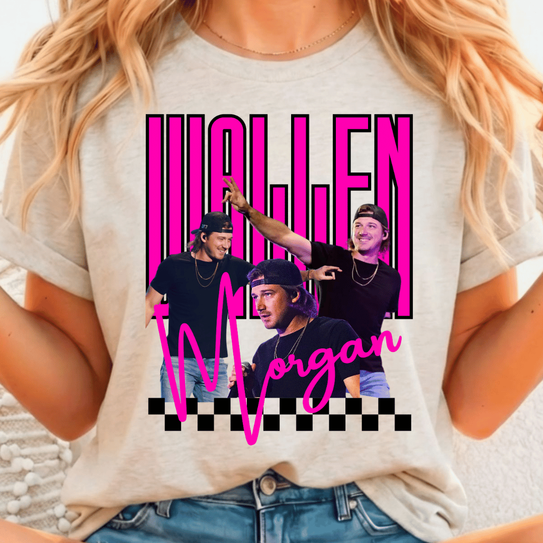Morgan Wallen Pink & Checkered - Full Color DTF T-Shirt Transfer - 514