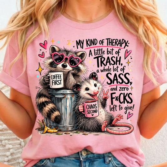My Kind of Therapy - Raccoon & Possum - Full Color DTF T-Shirt Transfer - 4