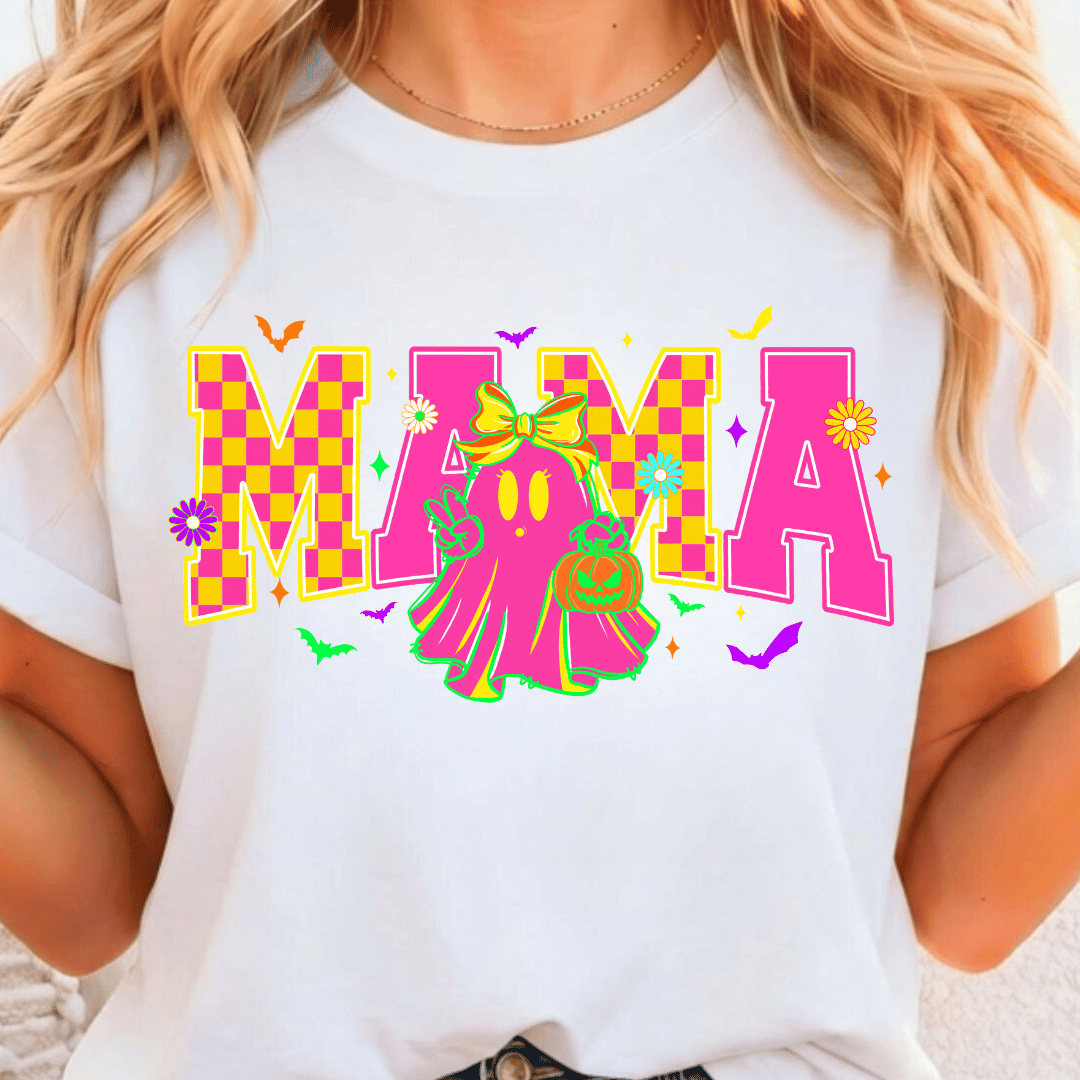 Mama Pink & Yellow W/ Ghost - Full Color DTF T-Shirt Transfer - 536