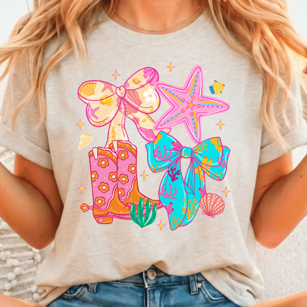 Ocean Western Boots - Full Color DTF T-Shirt Transfer - 550