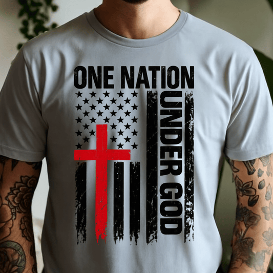 One Nation Under God Flag - Full Color DTF T-Shirt Transfer - Adult Size - 224