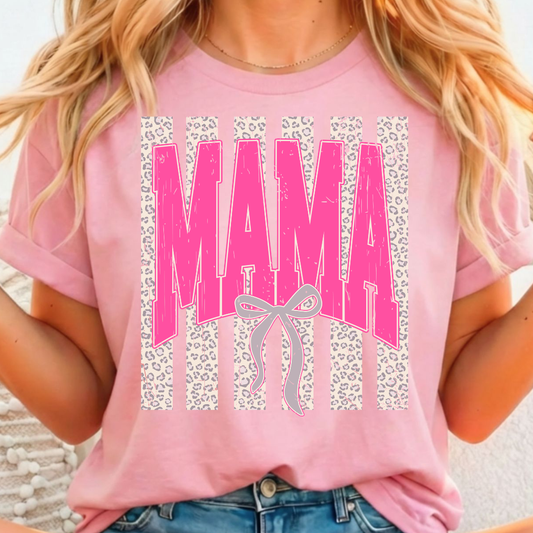 Pink Mama w/ Leopard Stripes - Full Color DTF T-Shirt Transfer - 207