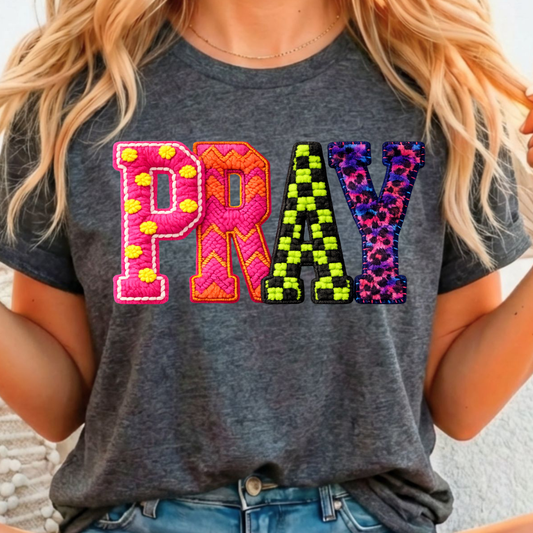 Pray Knit Neon Full Color DTF T-Shirt Transfer - 189