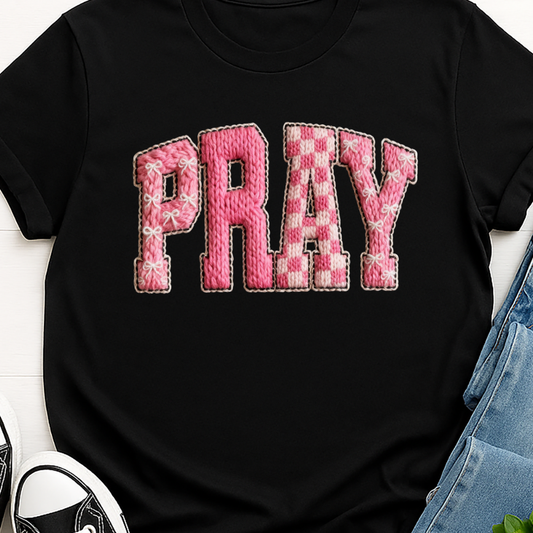 Pray Knit Pink - Full Color DTF T-Shirt Transfer - 188