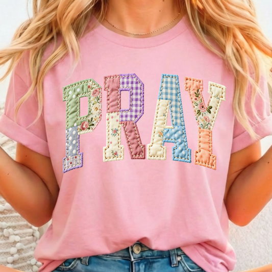 Pray Patchwork - Full Color DTF T-Shirt Transfer - 178