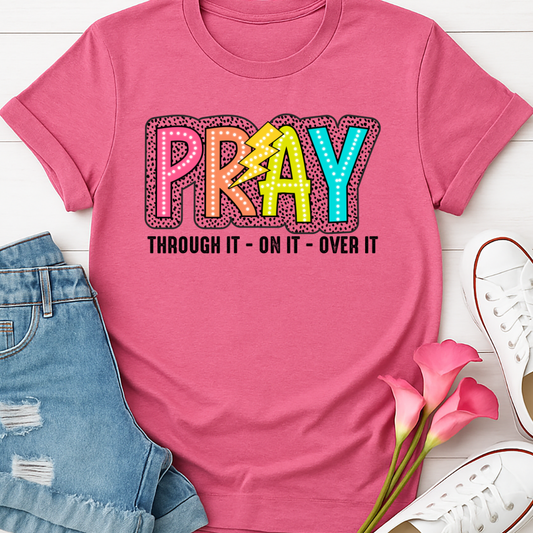 Pray Neon Lightening Bolt - Full Color DTF T-Shirt Transfer - 190